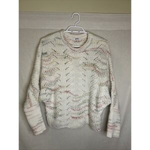 BB Dakota Steve Madden Chunky Cable Knit Sweater Confetti White/Cream Small